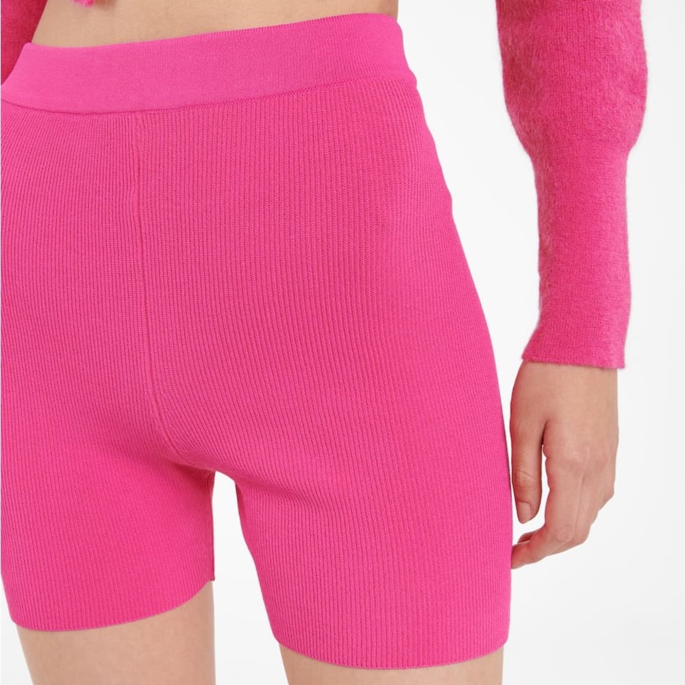 Jacquemus Pink Knit Ribbed Biker Short